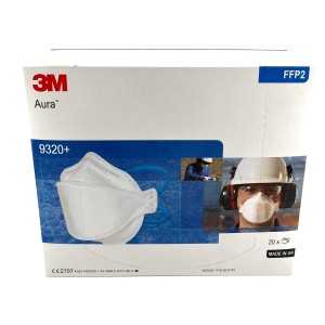3M FFP2 Atemschutzmaske AURA 9320+ NR D, ohne Ventil, Schutzmaske mit neuster Filtertechnologie ideal für Brillenträger, 1 Packung = 20 Stück, einzeln verpackt