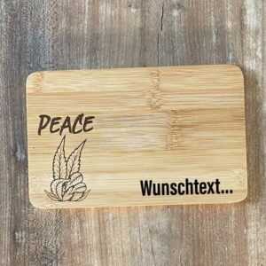 Peace Frühstücksbrett Hanf/Schneidebrett Eckernförde Holz, Mit Wunschtext Personalisierbar /Bambusholz Bambus
