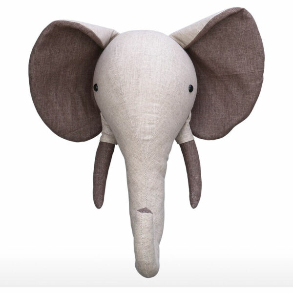 Tooarts | Elefantenkopf Wandbehang Cartoon Tierkopf Wanddekoration Raumdekoration Qualität Baumwolle Hanf Material Kindlich