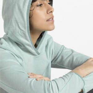 hessnatur Damen-Outdoor Kapuzen-Sweatshirt aus Bio-Baumwolle mit Hanf und Schurwolle - blau - Größe 34