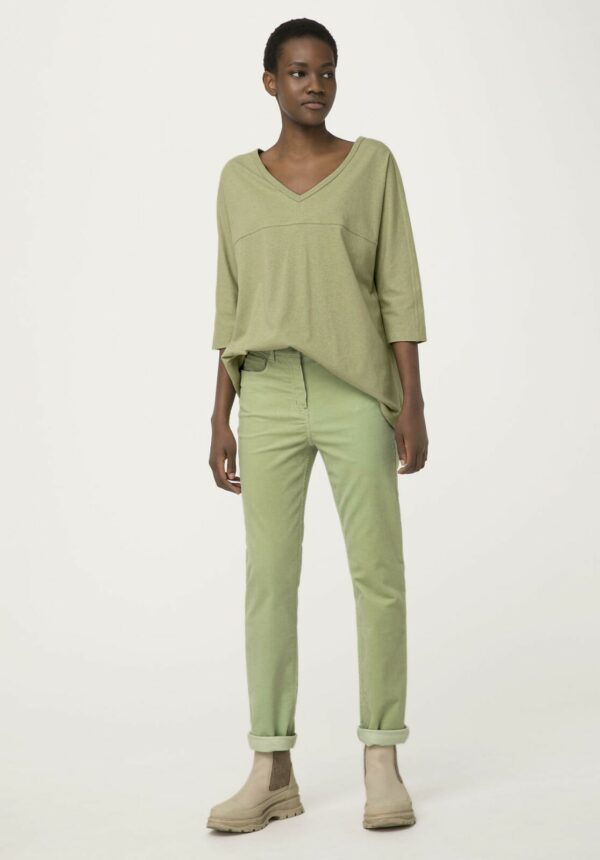 hessnatur Damen Shirt aus Bio-Baumwolle mit Hanf - grün - Größe 34