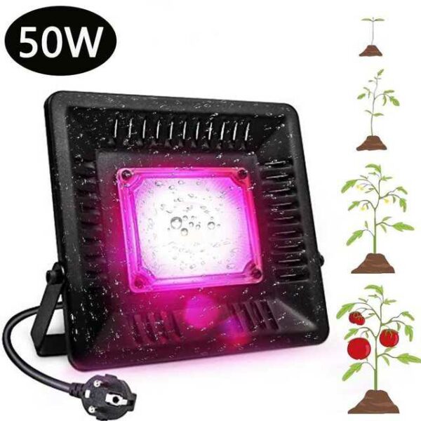 Favson Pflanzenlampe "LED Pflanzenlampe, 50W Vollspektrum Pflanzenlicht, COB IP67 Wasserdicht Grow Lampe Wandhalterung für Zimmerpflanzen Gemüse und Blumen"