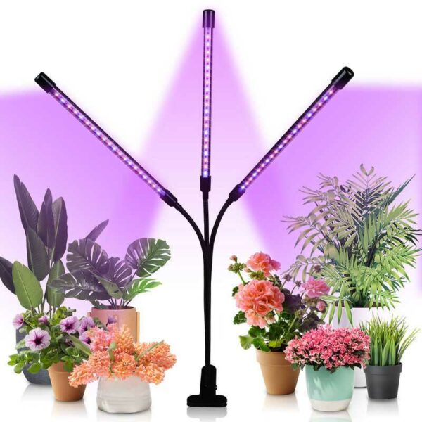 Hengda - Pflanzenlampe 30W led Vollspektrum Pflanzenlicht 60 LEDs 3 Köpfe Grow Lampe Pflanzenleuchte Wachstumslampe für Pflanzen 10 Dimmstufen led