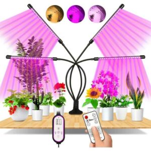Pflanzenlampe, 360 ° Grow Light Gartenbaubeleuchtung mit Pflanzenlampe 4 Köpfen Vollspektrum-Wachstumslampe