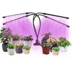 4-Kopf-Wachstumslampe für Zimmerpflanzen 84 LEDs Pflanzenwachstumslampe 10 dimmbare Stufen 3/9/12-Stunden-Timer 3 Beleuchtungsmodi Kompakte