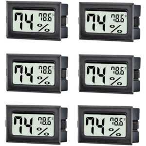 6er-Pack Mini-Digital-Thermometer, Hygrometer, Innentemperatur- und Luftfeuchtigkeitsmesser, Monitor Fahrenheit (°F) für Humidor, Gewächshaus,