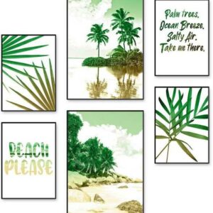 Artland Poster "Palmen, Strand & Meer", Bäume (6 St), Poster, Wandbild, Bild, Wandposter