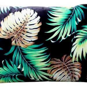 Casa Padrino Dekokissen "Luxus Kissen San Francisco Palm Leaves Schwarz / Mehrfarbig 35 x 55 cm - Feinster Samtstoff - Wohnzimmer Deko Accessoires"