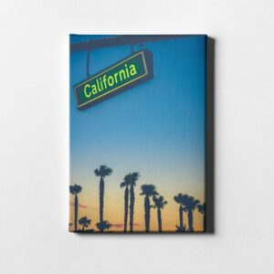 DesFoli Leinwandbild "California Schild Kalifornien Palmen LH0799"