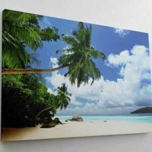 DesFoli Leinwandbild "Karibik Strand Meer Palmen Urlaub L0325"