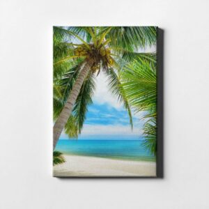 DesFoli Leinwandbild "Palmen Meer Strand Sonne Sommer LH0107"