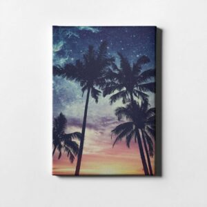 DesFoli Leinwandbild "Palmen Sonnenuntergang Sommer LH0178"