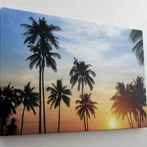 DesFoli Leinwandbild "Palmen Strand Sonnenuntergang Himmel L0270"