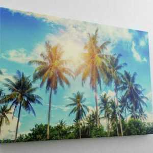 DesFoli Leinwandbild "Palmen Sunset Sommer Himmel Blau L0399"