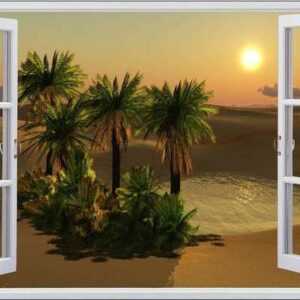 DesFoli Wandtattoo "Wüste Sahara Oase Palmen Sand F1708"