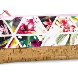 Exotic Blüten Stiftemäppchen Mit Kork Boden Pink Gold Palmen Dreiecke Canvas Rosa Bunt