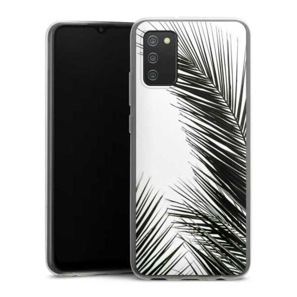 Galaxy A02s Handy Silikon Hülle Case transparent Handyhülle Jungle Palm Tree Leaves Silikon Case