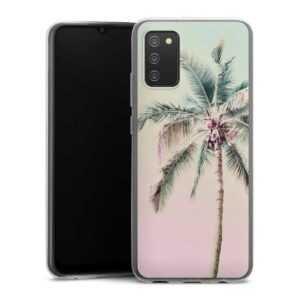 Galaxy A02s Handy Silikon Hülle Case transparent Handyhülle Palm Tree Pastel Tropical Silikon Case