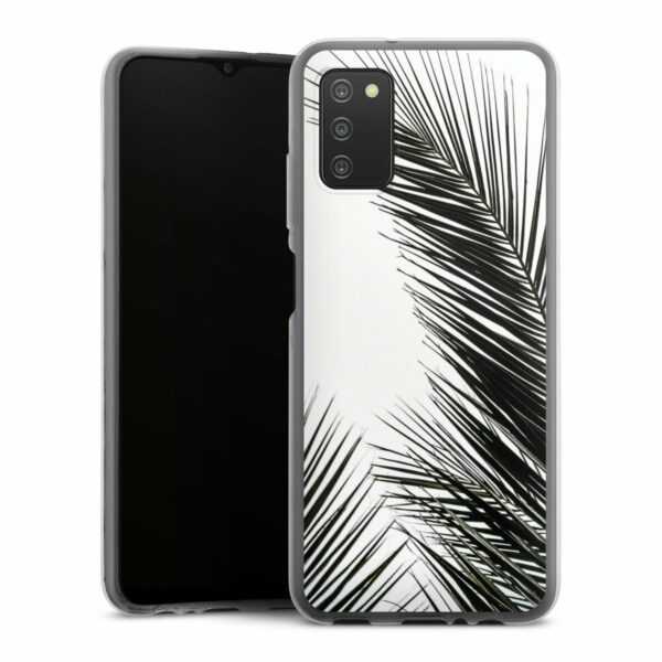 Galaxy A03s Handy Silikon Hülle Case transparent Handyhülle Jungle Palm Tree Leaves Silikon Case