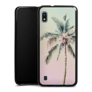 Galaxy A10 Handy Silikon Hülle Case schwarz Handyhülle Palm Tree Pastel Tropical