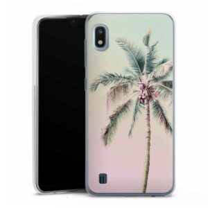 Galaxy A10 Handy Slim Case extra dünn Silikon Handyhülle transparent Hülle Palm Tree Pastel Tropical Silikon Slim Case