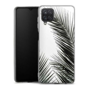 Galaxy A12 Handy Hard Case Schutzhülle transparent Smartphone Backcover Jungle Palm Tree Leaves Hard Case