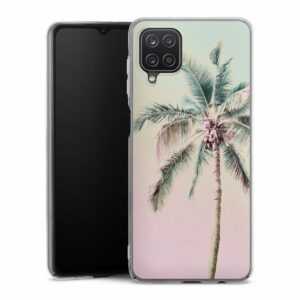 Galaxy A12 Handy Hard Case Schutzhülle transparent Smartphone Backcover Palm Tree Pastel Tropical Hard Case