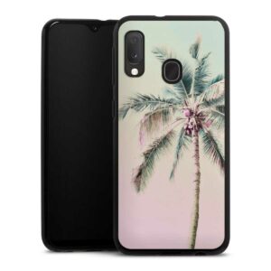 Galaxy A20e Handy Silikon Hülle Case schwarz Handyhülle Palm Tree Pastel Tropical