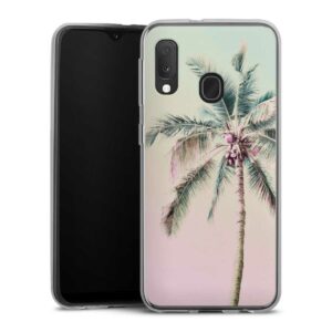 Galaxy A20e Handy Silikon Hülle Case transparent Handyhülle Palm Tree Pastel Tropical Silikon Case