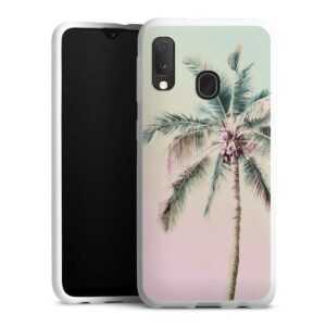 Galaxy A20e Handy Silikon Hülle Case weiß Handyhülle Palm Tree Pastel Tropical Silikon Case