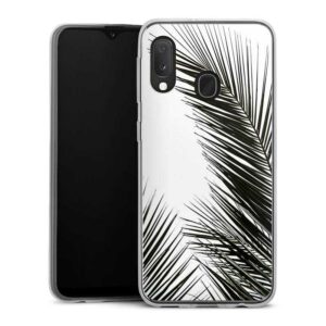 Galaxy A20e Handy Slim Case extra dünn Silikon Handyhülle transparent Hülle Jungle Palm Tree Leaves Silikon Slim Case