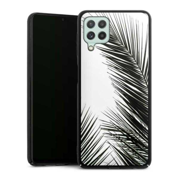 Galaxy A22 4G Handy Hard Case Schutzhülle schwarz Smartphone Backcover Jungle Palm Tree Leaves Hard Case