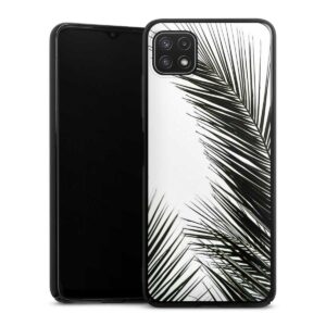 Galaxy A22 5G Handy Hard Case Schutzhülle schwarz Smartphone Backcover Jungle Palm Tree Leaves Hard Case
