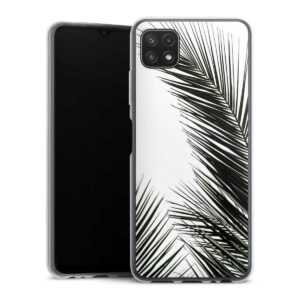 Galaxy A22 5G Handy Silikon Hülle Case transparent Handyhülle Jungle Palm Tree Leaves Silikon Case