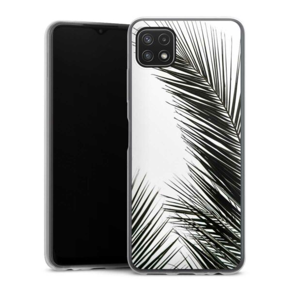 Galaxy A22 5G Handy Slim Case extra dünn Silikon Handyhülle transparent Hülle Jungle Palm Tree Leaves Silikon Slim Case
