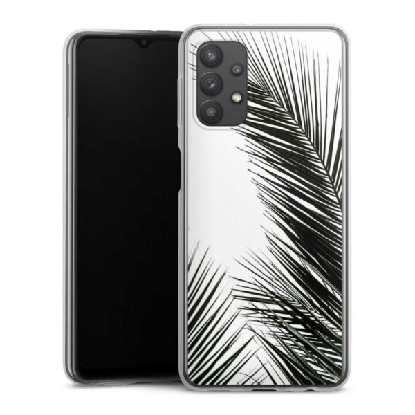 Galaxy A32 5G Handy Slim Case extra dünn Silikon Handyhülle transparent Hülle Jungle Palm Tree Leaves Silikon Slim Case