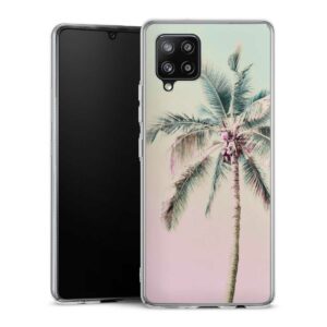 Galaxy A42 5G Handy Hard Case Schutzhülle transparent Smartphone Backcover Palm Tree Pastel Tropical Hard Case
