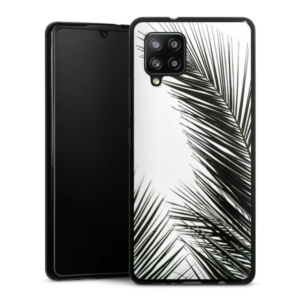 Galaxy A42 5G Handy Silikon Hülle Case schwarz Handyhülle Jungle Palm Tree Leaves
