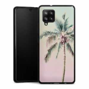 Galaxy A42 5G Handy Silikon Hülle Case schwarz Handyhülle Palm Tree Pastel Tropical
