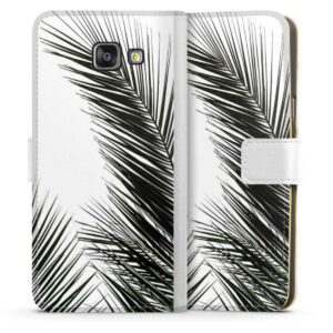 Galaxy A5 (2016) Handy Klapphülle Handyhülle aus Kunst Leder weiß Flip Case Jungle Palm Tree Leaves Sideflip mit Lasche
