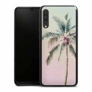 Galaxy A50 Handy Hard Case Schutzhülle schwarz Smartphone Backcover Palm Tree Pastel Tropical Hard Case