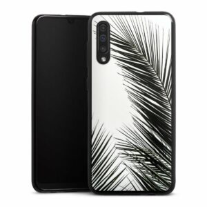 Galaxy A50 Handy Silikon Hülle Case schwarz Handyhülle Jungle Palm Tree Leaves