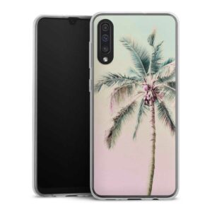 Galaxy A50 Handy Slim Case extra dünn Silikon Handyhülle transparent Hülle Palm Tree Pastel Tropical Silikon Slim Case