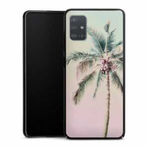 Galaxy A51 Handy Hard Case Schutzhülle schwarz Smartphone Backcover Palm Tree Pastel Tropical Hard Case