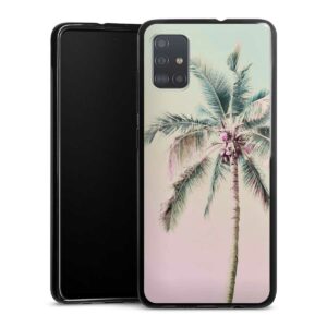 Galaxy A51 Handy Silikon Hülle Case schwarz Handyhülle Palm Tree Pastel Tropical