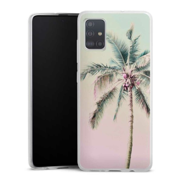 Galaxy A51 Handy Slim Case extra dünn Silikon Handyhülle transparent Hülle Palm Tree Pastel Tropical Silikon Slim Case