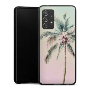 Galaxy A52 5G Handy Silikon Hülle Case schwarz Handyhülle Palm Tree Pastel Tropical