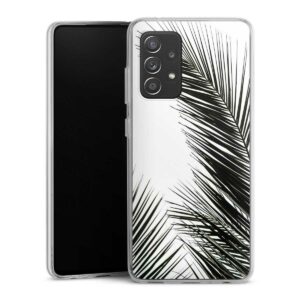 Galaxy A52 5G Handy Silikon Hülle Case transparent Handyhülle Jungle Palm Tree Leaves Silikon Case
