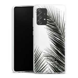 Galaxy A52 Handy Silikon Hülle Case weiß Handyhülle Jungle Palm Tree Leaves Silikon Case