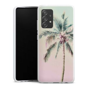 Galaxy A52 Handy Silikon Hülle Case weiß Handyhülle Palm Tree Pastel Tropical Silikon Case
